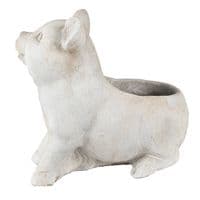 24cm Distressed Grey Pig Piglet Stone Planter Flower Holder Plant Pot  2.5kg