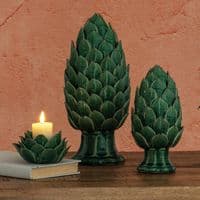 24cm Green Ivory Artichoke Table Decoration Ornament Shelf Sitter - Shabby Chic