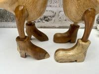 25cm Pair Cute Duck Lovers Heart Bamboo Wood Wooden Ornament Figurine