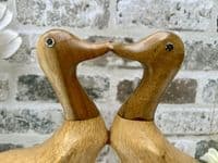 25cm Pair Cute Duck Lovers Heart Bamboo Wood Wooden Ornament Figurine