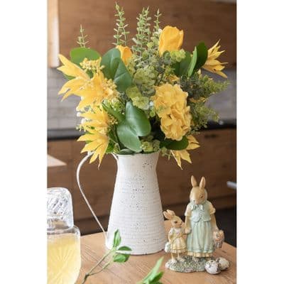 25cm Serving Water Jug Flower Vase Distressed White Metal Accessory