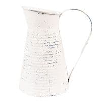 25cm Serving Water Jug Flower Vase Distressed White Metal Accessory