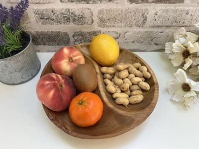 25cm Wooden Bowl - Yin & Yang Style Teak Root Fruit Nuts Storage