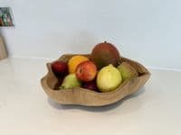 25cm Wooden Shell Shaped Teak Fruit Nuts Bowl Table Centre Gift