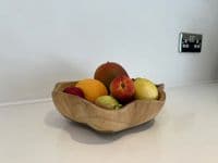 25cm Wooden Shell Shaped Teak Fruit Nuts Bowl Table Centre Gift