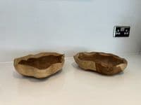 25cm Wooden Shell Shaped Teak Fruit Nuts Bowl Table Centre Gift