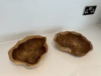 25cm Wooden Shell Shaped Teak Fruit Nuts Bowl Table Centre Gift