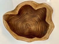 25cm Wooden Shell Shaped Teak Fruit Nuts Bowl Table Centre Gift