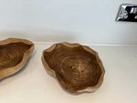 25cm Wooden Shell Shaped Teak Fruit Nuts Bowl Table Centre Gift