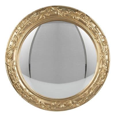 26cm Ornate Gold Convex Porthole Wall Mirror - Wall Art Decoration Gift