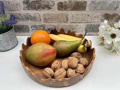 28cm Fruit Nuts Bowl Serving Dish Driftwood Wooden Teak Root Wavy Edge Design