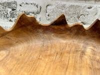 28cm Fruit Nuts Bowl Serving Dish Driftwood Wooden Teak Root Wavy Edge Design