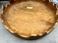 28cm Fruit Nuts Bowl Serving Dish Driftwood Wooden Teak Root Wavy Edge Design
