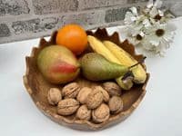 28cm Fruit Nuts Bowl Serving Dish Driftwood Wooden Teak Root Wavy Edge Design