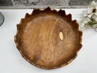 28cm Fruit Nuts Bowl Serving Dish Driftwood Wooden Teak Root Wavy Edge Design
