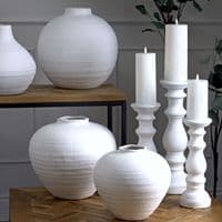 28cm Matt White Ceramic Vase Flower Pot Holder - Scandi Style Chic