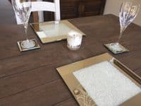 30 x 30cm Individual Glass Display Plate Place Mat Diamond White Crush Mirrored
