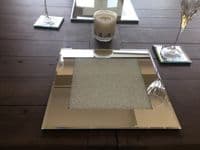 30 x 30cm Individual Glass Display Plate Place Mat Diamond White Crush Mirrored