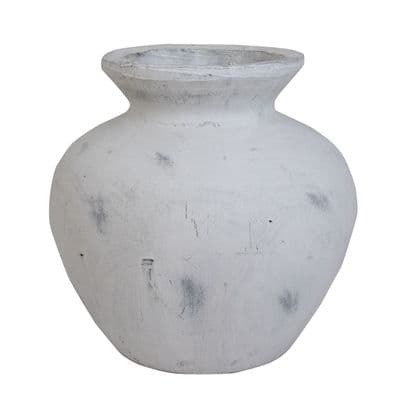 30cm Antique White Vase - Matt Ceramic French Shabby Chic Handcrafted