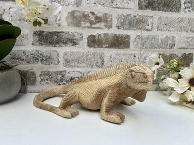 30cm Natural Wood Iguana Animal Ornament Figurine Gift Hand Carved