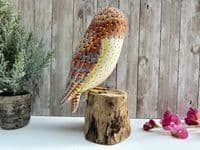 30cm Painted Owl Bird Wooden Ornament Figurine Hand Painted Strigiformes