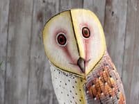 30cm Painted Owl Bird Wooden Ornament Figurine Hand Painted Strigiformes