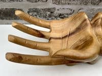 30cm Sharing Hands Wooden Fruit Bowl Jewellery Holder - Teak Root Driftwood