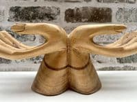 30cm Sharing Hands Wooden Fruit Bowl Jewellery Holder - Teak Root Driftwood