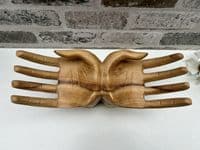 30cm Sharing Hands Wooden Fruit Bowl Jewellery Holder - Teak Root Driftwood