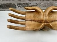 30cm Sharing Hands Wooden Fruit Bowl Jewellery Holder - Teak Root Driftwood