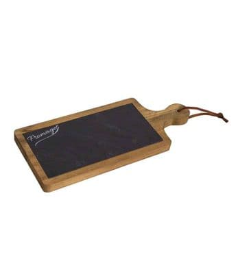 30cm Slate Cheese Fromage Board w/ Wooden Holder - French Shabby Chic