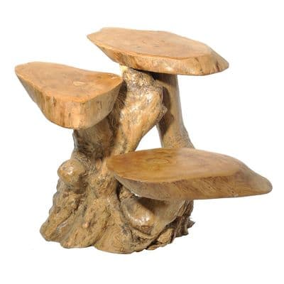 30cm Teak Root Wooden Wood Small Table Plant Stand Shelf - Varnished