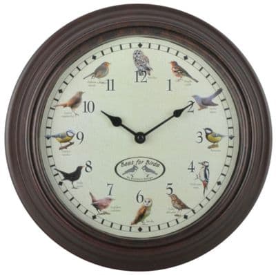 30cm Traditional Birdsong Wall Clock Chaffinch Tit Cuckoo Thrush Wren Robin Owl