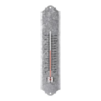 30cm Wall Thermometer - Galvanised Zinc Rust Proof Garden or Indoor Grey