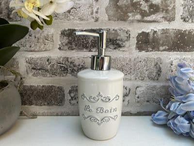 325ml Liquid Soap Dispenser - Le Bain White Ceramic Bathroom Accessory