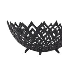 32cm Black Cast Iron Bowl - Lattice Filigree Design - Fruit Oddments