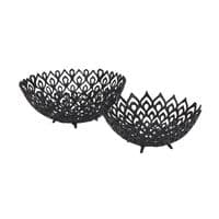 32cm Black Cast Iron Bowl - Lattice Filigree Design - Fruit Oddments