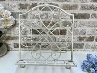 34cm White Distressed Recipe Cook Book Holder Freestanding Metal