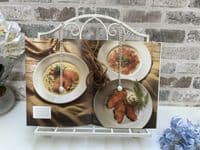 34cm White Distressed Recipe Cook Book Holder Freestanding Metal