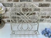 34cm White Distressed Recipe Cook Book Holder Freestanding Metal