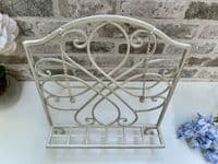 34cm White Distressed Recipe Cook Book Holder Freestanding Metal