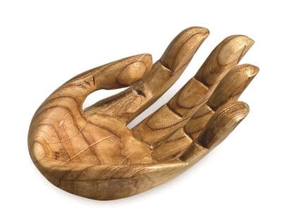 35cm Giants Hand Bowl - Wooden Teak Root Fruit Oddments Nuts Bowl Storage Gift