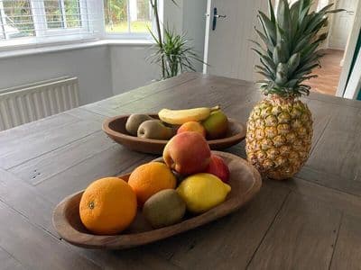 35cm Long Teak Oval Root Regular Bowl Wood Handcarved Handmade Gift