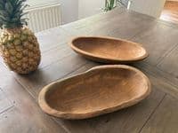 35cm Long Teak Oval Root Regular Bowl Wood Handcarved Handmade Gift