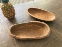 35cm Long Teak Oval Root Regular Bowl Wood Handcarved Handmade Gift