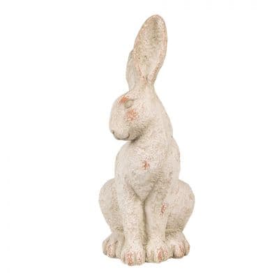 35cm Rabbit Hare Ornament Figurine Statue - Cream Terracotta Distressed Gift