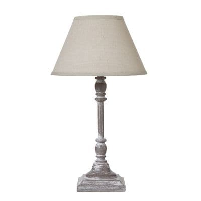 37cm Taupe Grey Wooden Table Bedside Lamp Light w/ Linen Shade