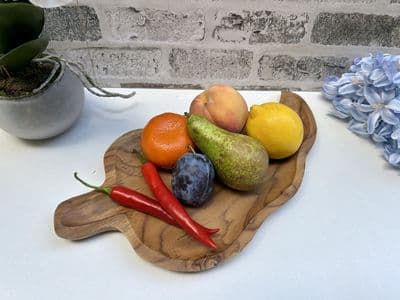 38cm Leaf Hand Carved Teak Root Wooden Bowl - Fruits Nuts Pot Pourri Leaf Shape