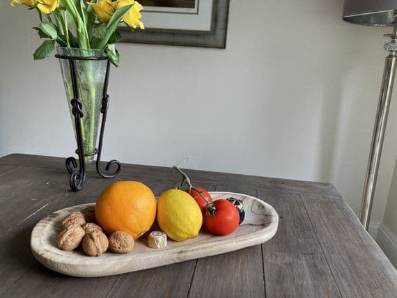39cm Wooden Oval Bowl Serving Dish for Fruit Sweets Nuts Accessories Pot Pourri
