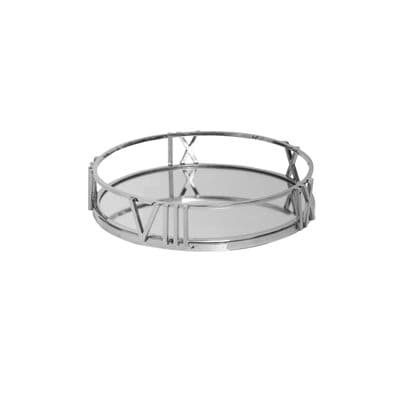 40% OFF!!!!   Medium 30cm Mirror Tray - Roman Numeral Design in Chrome